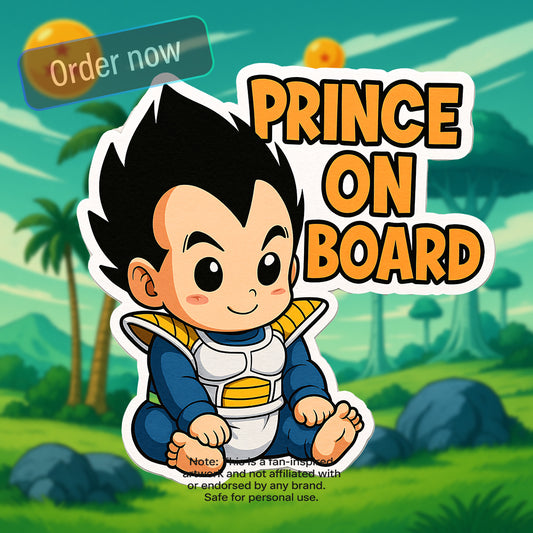 Anime Prince Baby On Board  Car Sticker – Cute Infant Vegeta-Inspired Decal for Dragon Ball Z Fans
