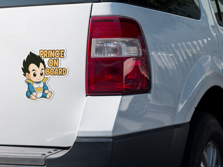 Anime Prince Baby On Board  Car Sticker – Cute Infant Vegeta-Inspired Decal for Dragon Ball Z Fans