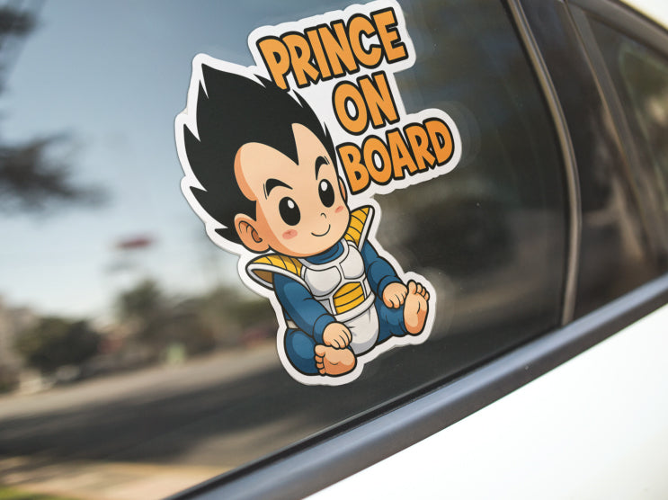 Anime Prince Baby On Board  Car Sticker – Cute Infant Vegeta-Inspired Decal for Dragon Ball Z Fans