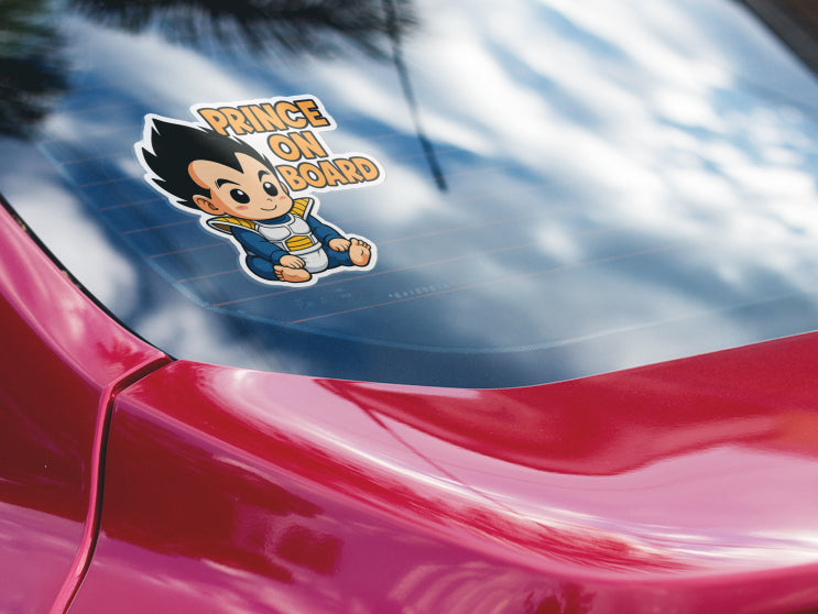 Anime Prince Baby On Board  Car Sticker – Cute Infant Vegeta-Inspired Decal for Dragon Ball Z Fans
