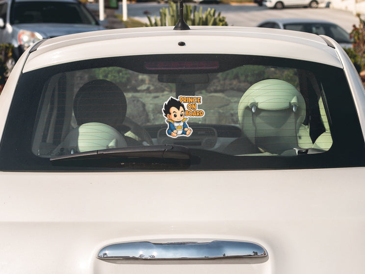 Anime Prince Baby On Board  Car Sticker – Cute Infant Vegeta-Inspired Decal for Dragon Ball Z Fans