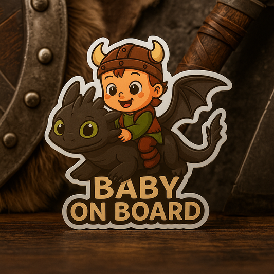 Baby On Board Car Sticker – Cute Baby Hiccup & Toothless Night Fury | HTTYD-Inspired Safety Decal