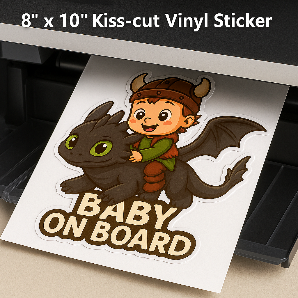 Baby On Board Car Sticker – Cute Baby Hiccup & Toothless Night Fury | HTTYD-Inspired Safety Decal
