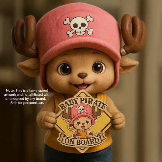 Baby Pirate On Board Car Sticker – Cute Tony Chopper One Piece Infant High Quality Baby On Board Decal