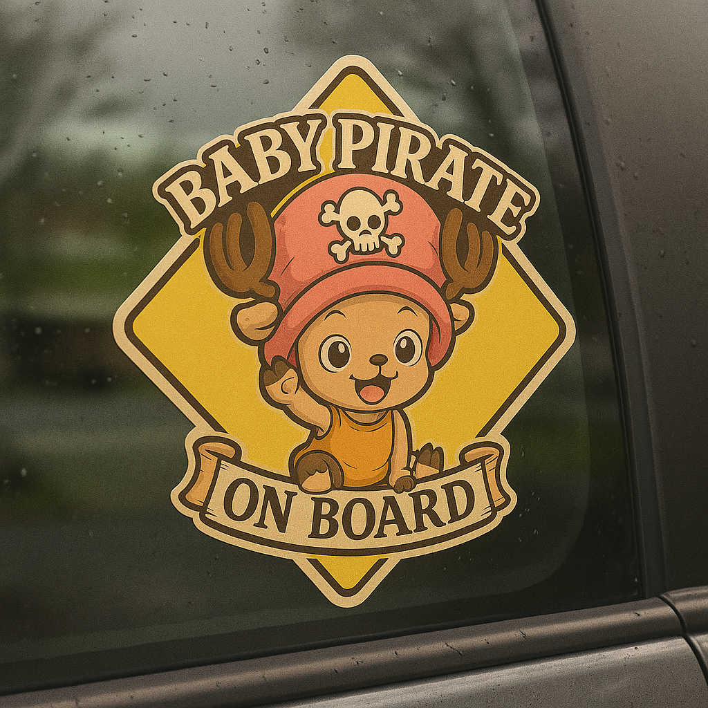 Baby Pirate On Board Car Sticker – Cute Tony Chopper One Piece Infant High Quality Baby On Board Decal
