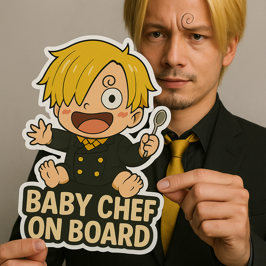 Baby Chef On Board Car Sticker – Cute Sanji One Piece Inspired Infant High Quality Baby On Board Decal