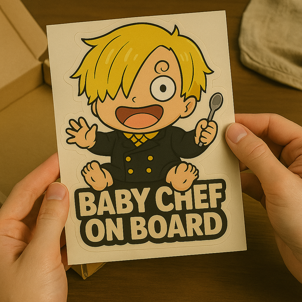 Baby Chef On Board Car Sticker – Cute Sanji One Piece Inspired Infant High Quality Baby On Board Decal
