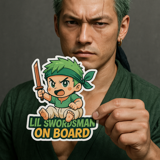 Lil Swordsman On Board – Cute Baby Zoro Baby On Board Car Sticker | One Piece Inspired