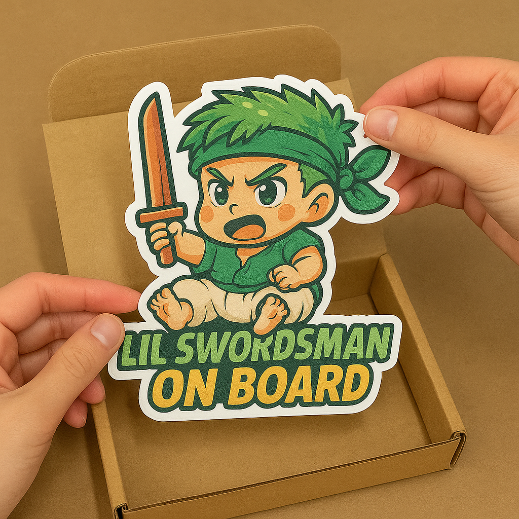 Lil Swordsman On Board – Cute Baby Zoro Baby On Board Car Sticker | One Piece Inspired