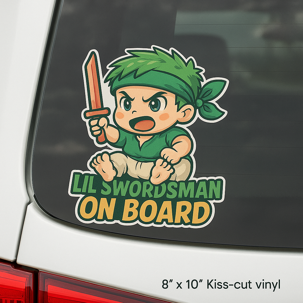 Lil Swordsman On Board – Cute Baby Zoro Baby On Board Car Sticker | One Piece Inspired