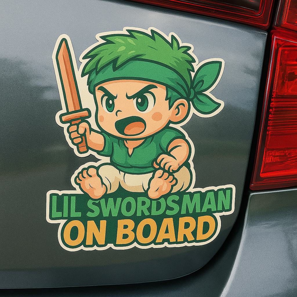 Lil Swordsman On Board – Cute Baby Zoro Baby On Board Car Sticker | One Piece Inspired