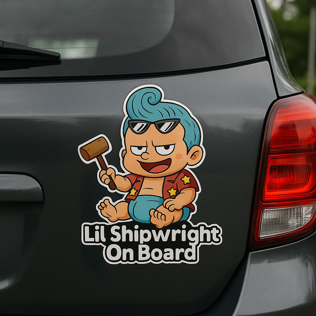 Lil Shipwright On Board – Cute Baby Franky Baby On Board Car Sticker | One Piece Inspired