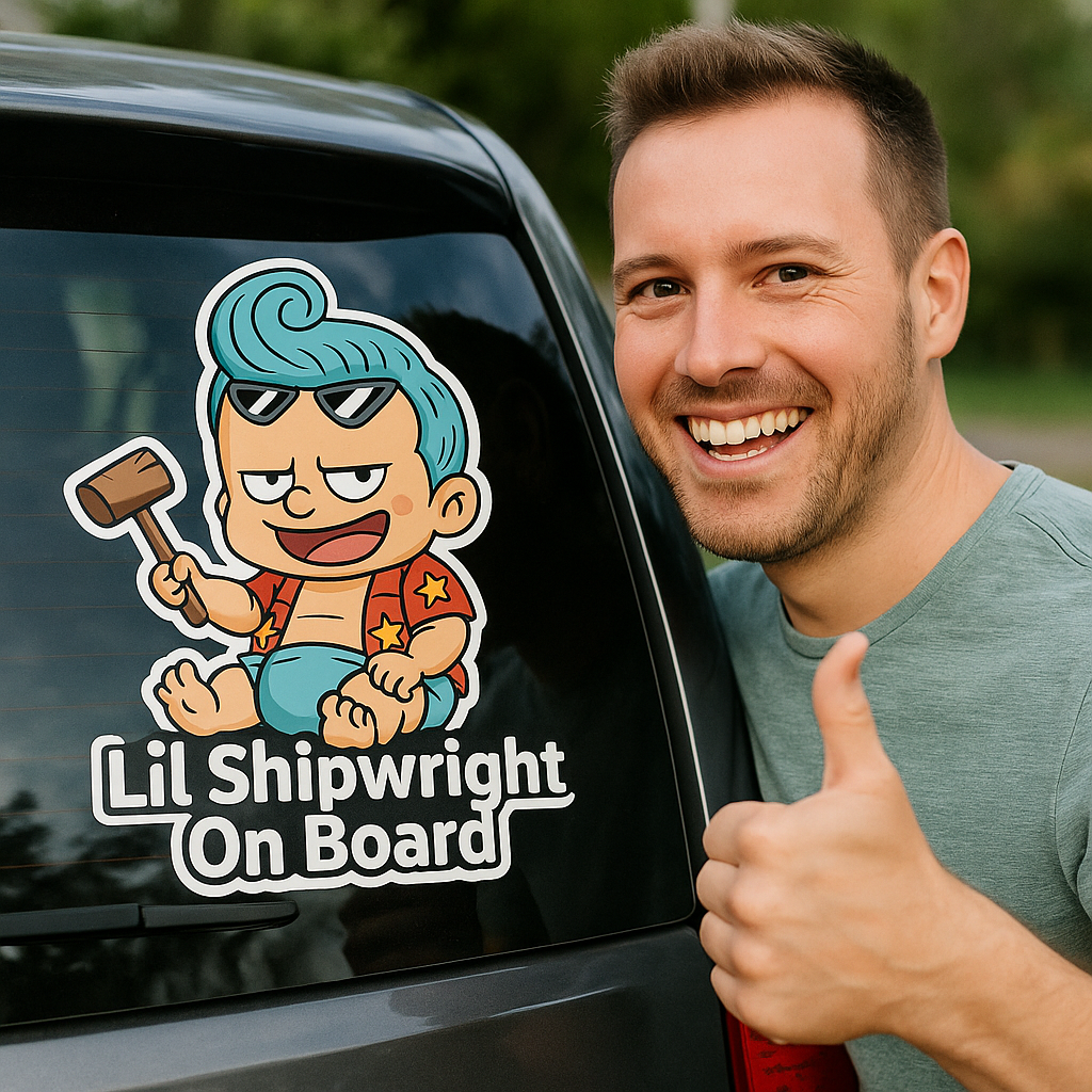 Lil Shipwright On Board – Cute Baby Franky Baby On Board Car Sticker | One Piece Inspired