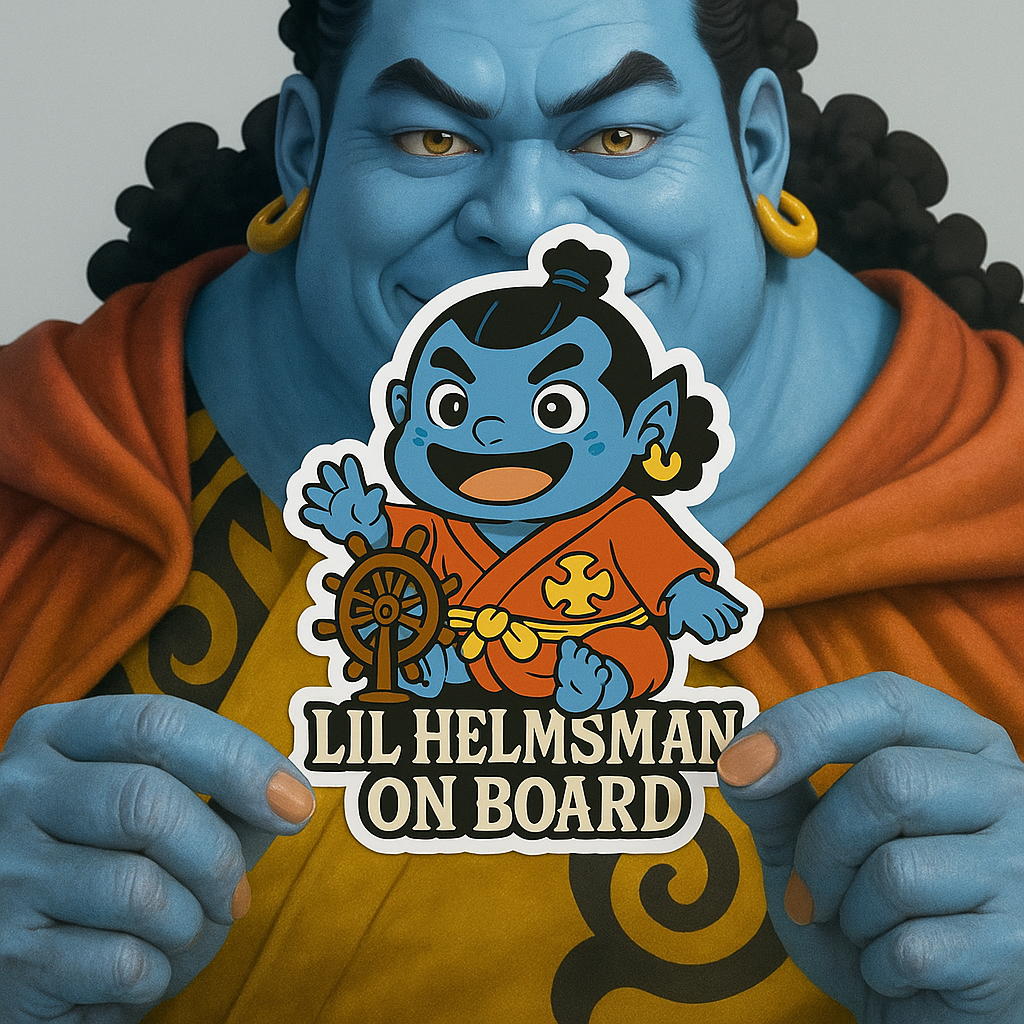 Lil Helmsman On Board – Cute Baby Jinbe Baby On Board Car Sticker | One Piece Inspired