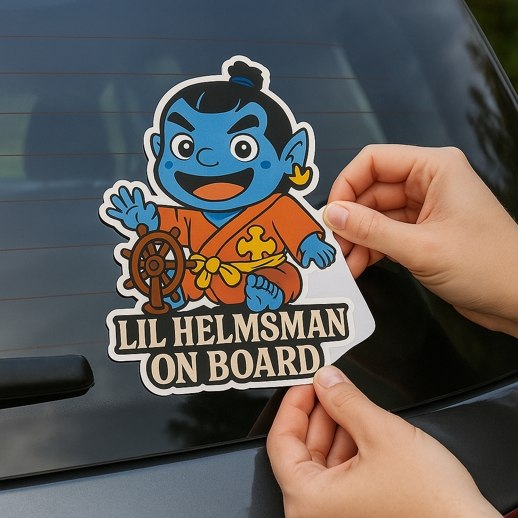 Lil Helmsman On Board – Cute Baby Jinbe Baby On Board Car Sticker | One Piece Inspired