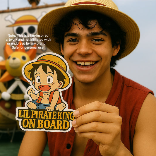 Lil Pirate King On Board – Cute Baby Luffy Baby On Board Car Sticker | One Piece Inspired