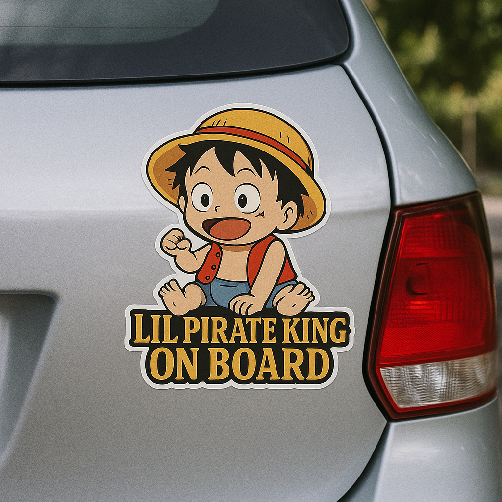 Lil Pirate King On Board – Cute Baby Luffy Baby On Board Car Sticker | One Piece Inspired