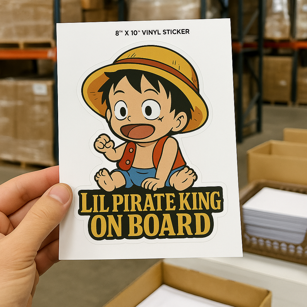 Lil Pirate King On Board – Cute Baby Luffy Baby On Board Car Sticker | One Piece Inspired