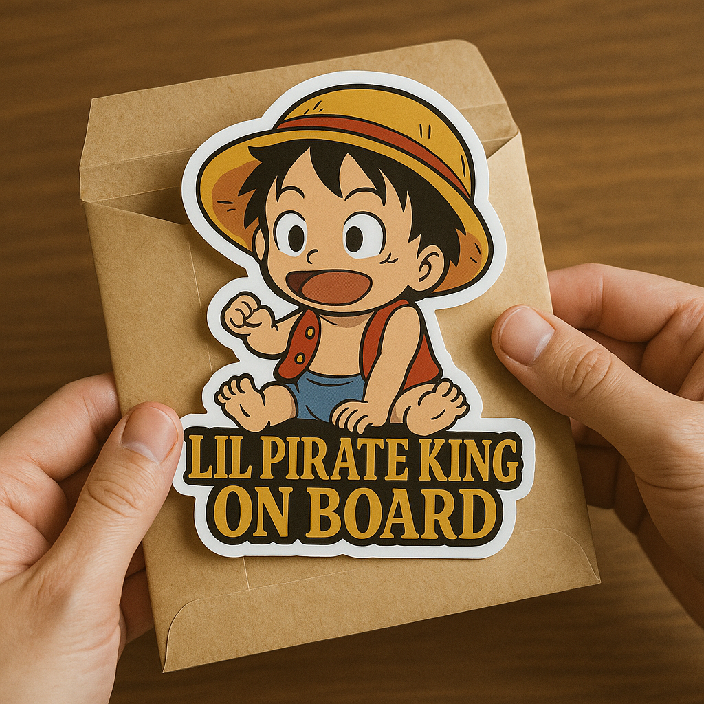Lil Pirate King On Board – Cute Baby Luffy Baby On Board Car Sticker | One Piece Inspired