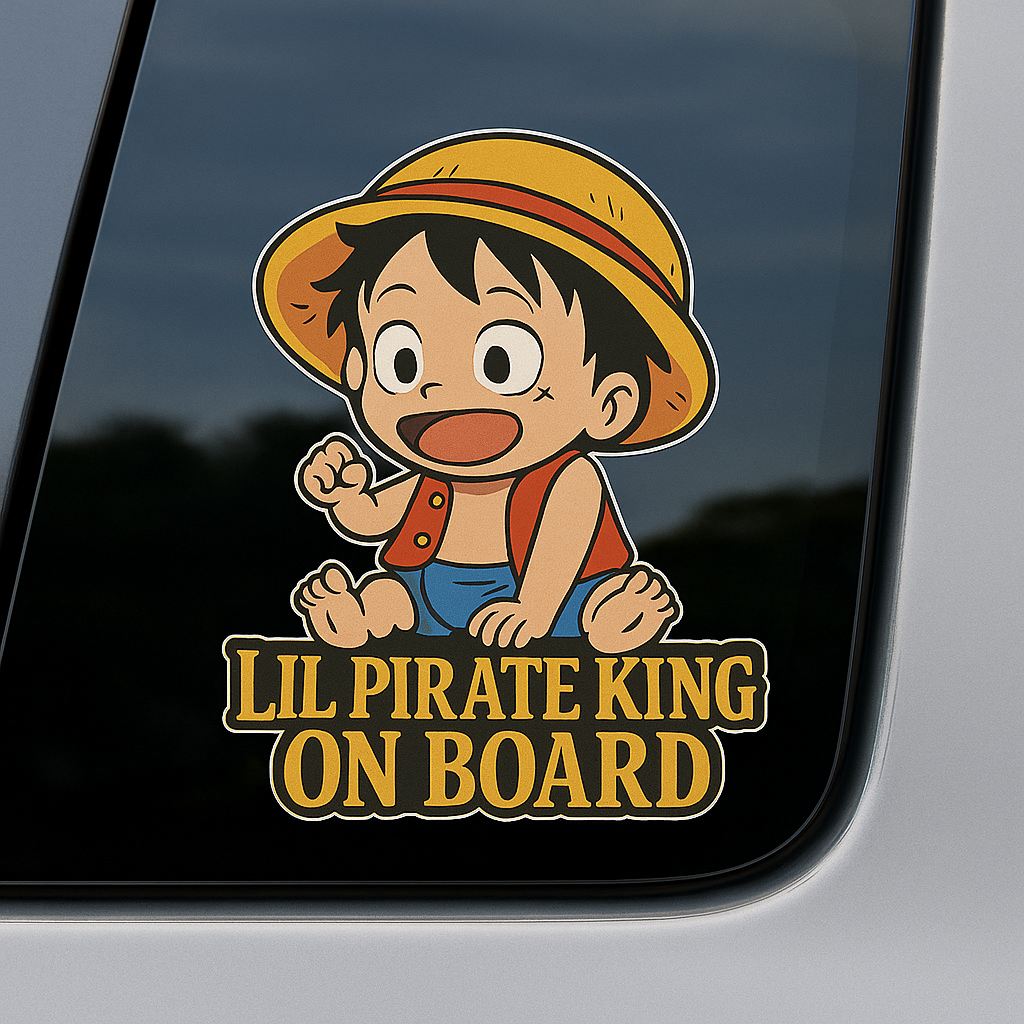 Lil Pirate King On Board – Cute Baby Luffy Baby On Board Car Sticker | One Piece Inspired