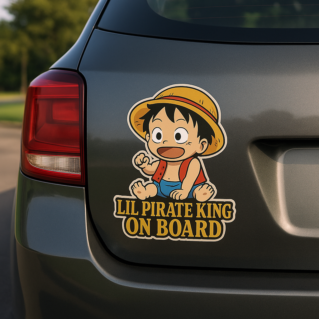 Lil Pirate King On Board – Cute Baby Luffy Baby On Board Car Sticker | One Piece Inspired
