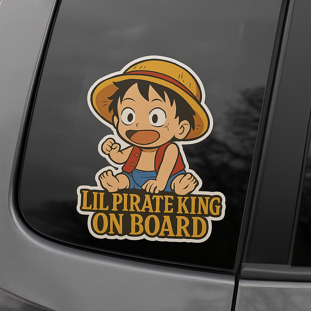Lil Pirate King On Board – Cute Baby Luffy Baby On Board Car Sticker | One Piece Inspired