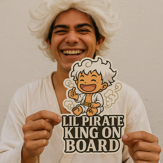 Lil Pirate King On Board – Cute Baby Gear 5 Luffy Baby On Board Car Sticker | One Piece Inspired