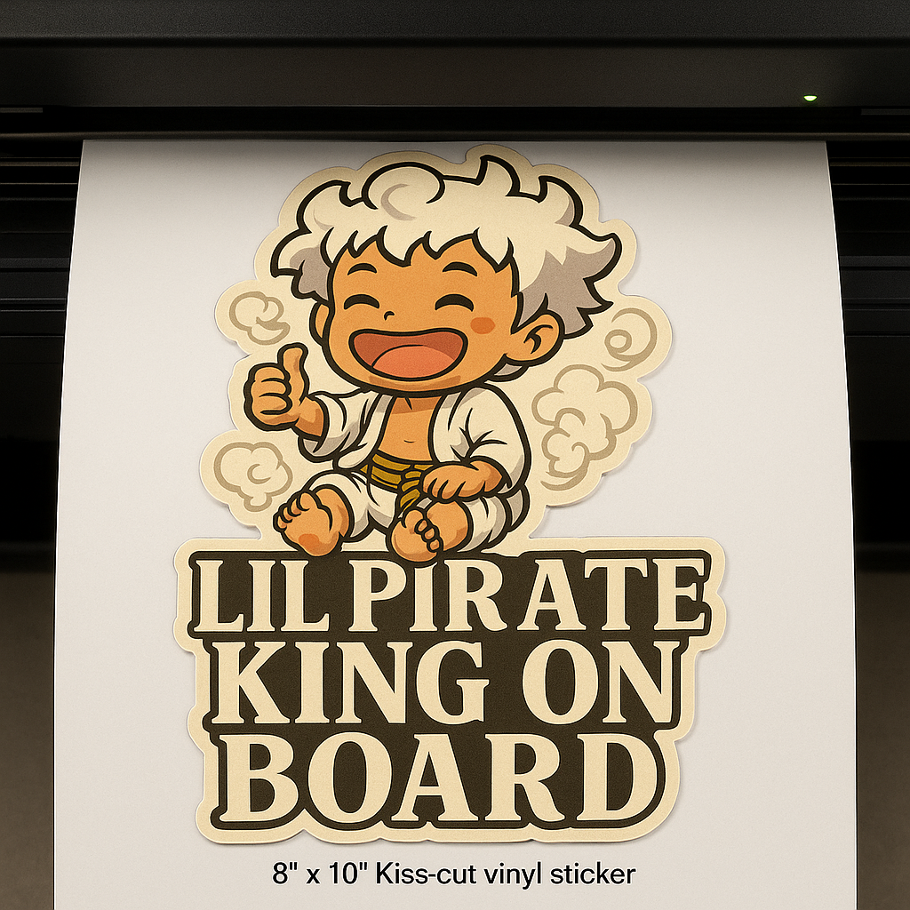 Lil Pirate King On Board – Cute Baby Gear 5 Luffy Baby On Board Car Sticker | One Piece Inspired