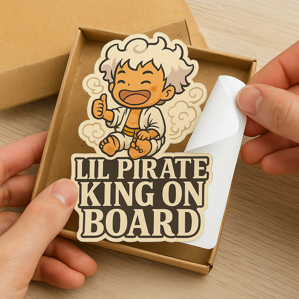 Lil Pirate King On Board – Cute Baby Gear 5 Luffy Baby On Board Car Sticker | One Piece Inspired
