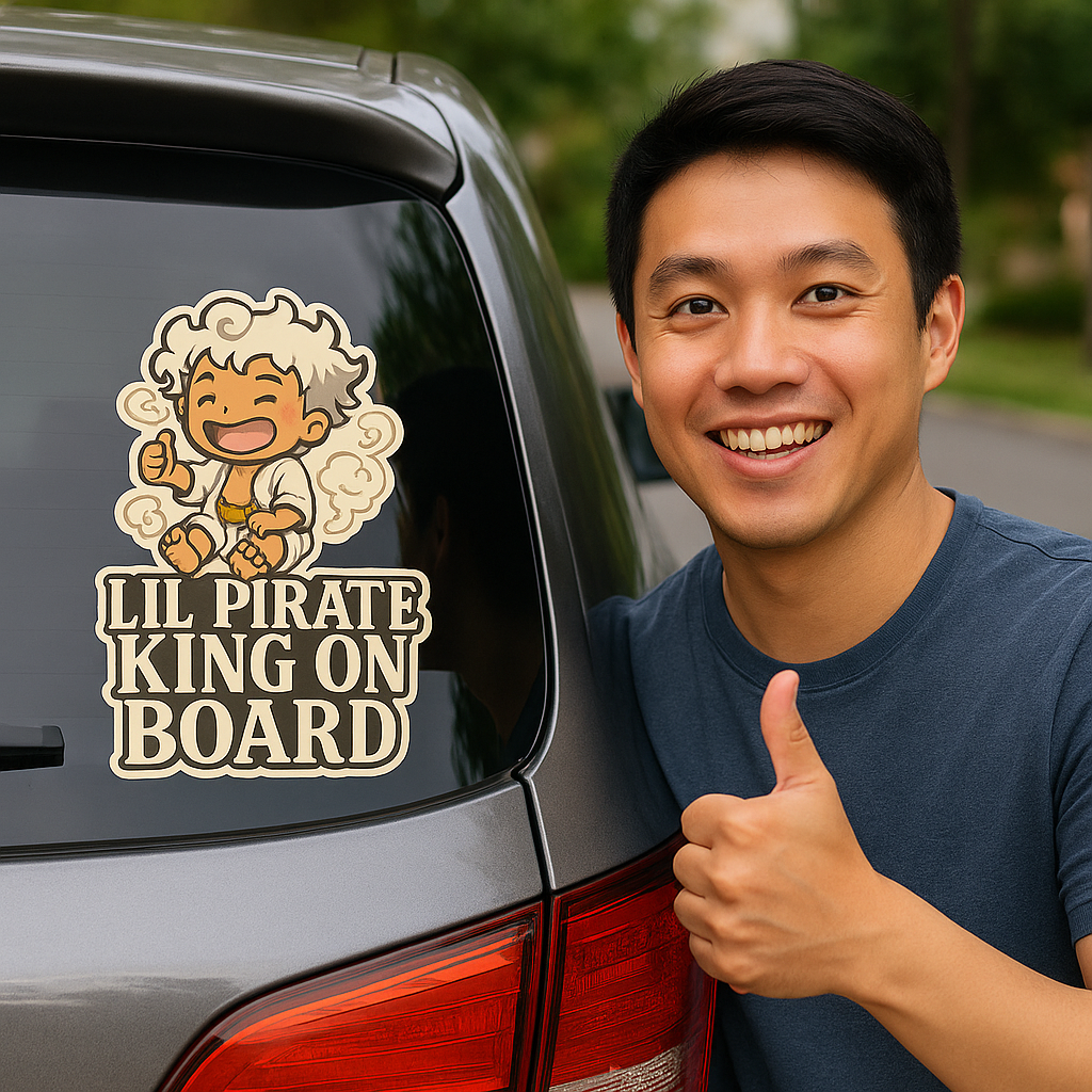 Lil Pirate King On Board – Cute Baby Gear 5 Luffy Baby On Board Car Sticker | One Piece Inspired