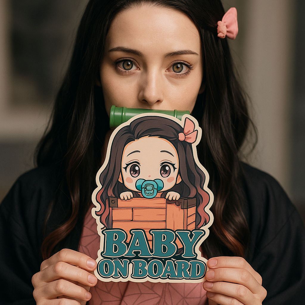 Cute Baby Nezuko "Baby On Board" Car Sticker – Demon Slayer Anime-Inspired,  High Quality Waterproof Vinyl