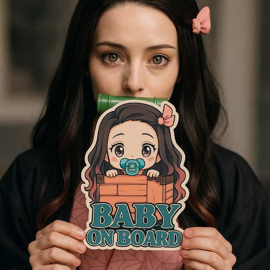 Cute Baby Nezuko "Baby On Board" Car Sticker – Demon Slayer Anime-Inspired,  High Quality Waterproof Vinyl