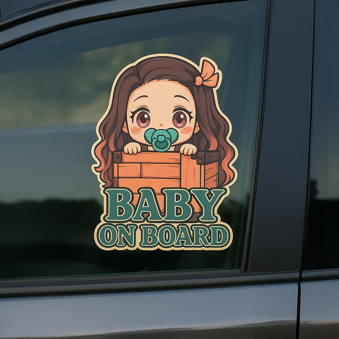 Cute Baby Nezuko "Baby On Board" Car Sticker – Demon Slayer Anime-Inspired,  High Quality Waterproof Vinyl