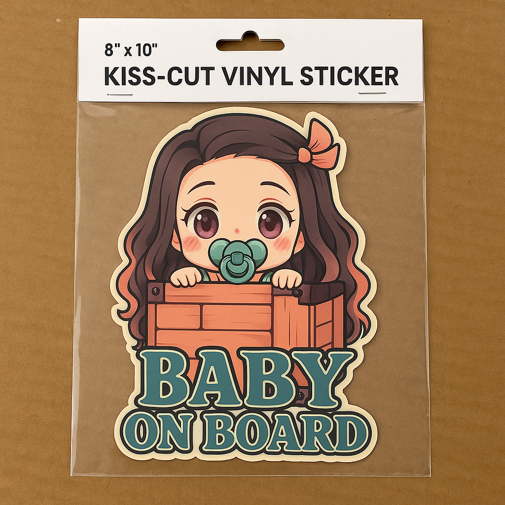 Cute Baby Nezuko "Baby On Board" Car Sticker – Demon Slayer Anime-Inspired,  High Quality Waterproof Vinyl