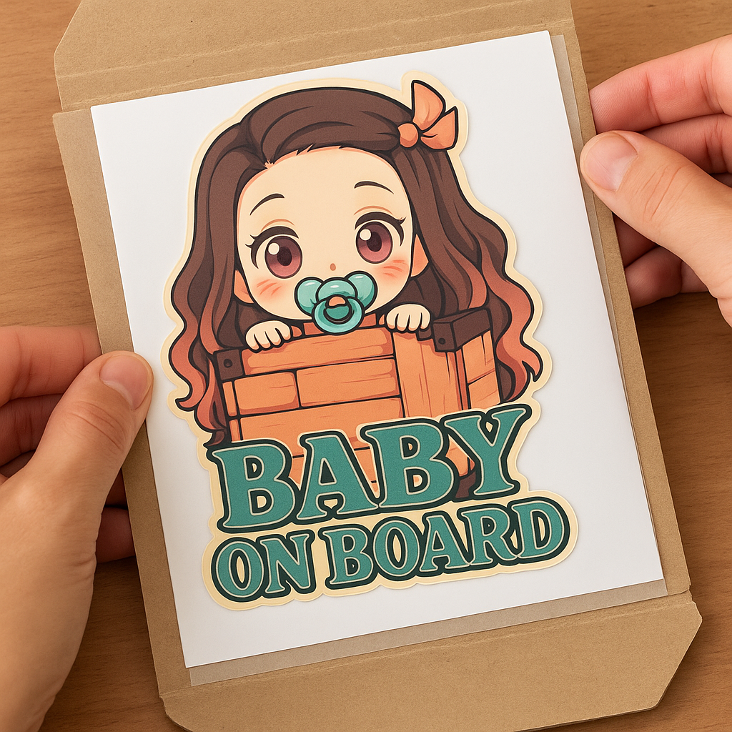 Cute Baby Nezuko "Baby On Board" Car Sticker – Demon Slayer Anime-Inspired,  High Quality Waterproof Vinyl