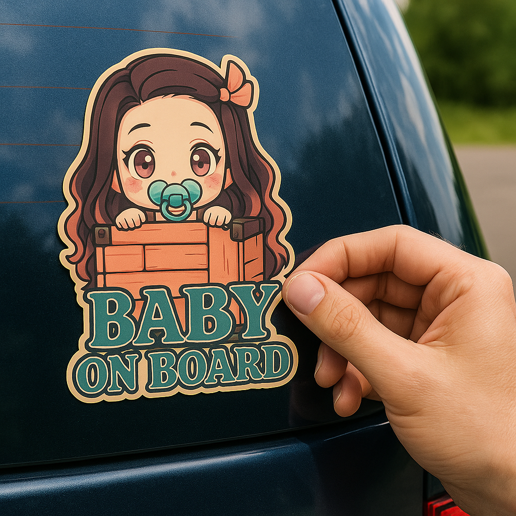 Cute Baby Nezuko "Baby On Board" Car Sticker – Demon Slayer Anime-Inspired,  High Quality Waterproof Vinyl