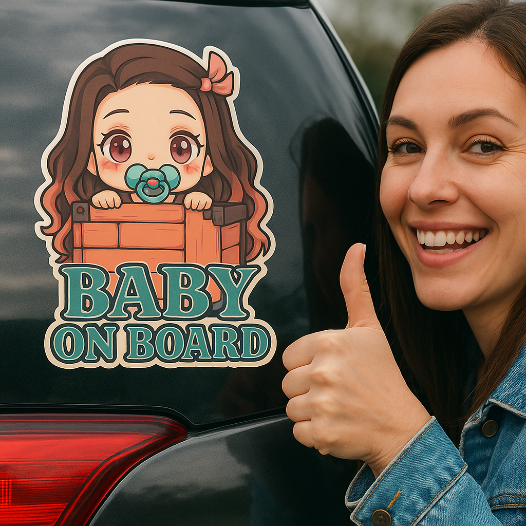 Cute Baby Nezuko "Baby On Board" Car Sticker – Demon Slayer Anime-Inspired,  High Quality Waterproof Vinyl