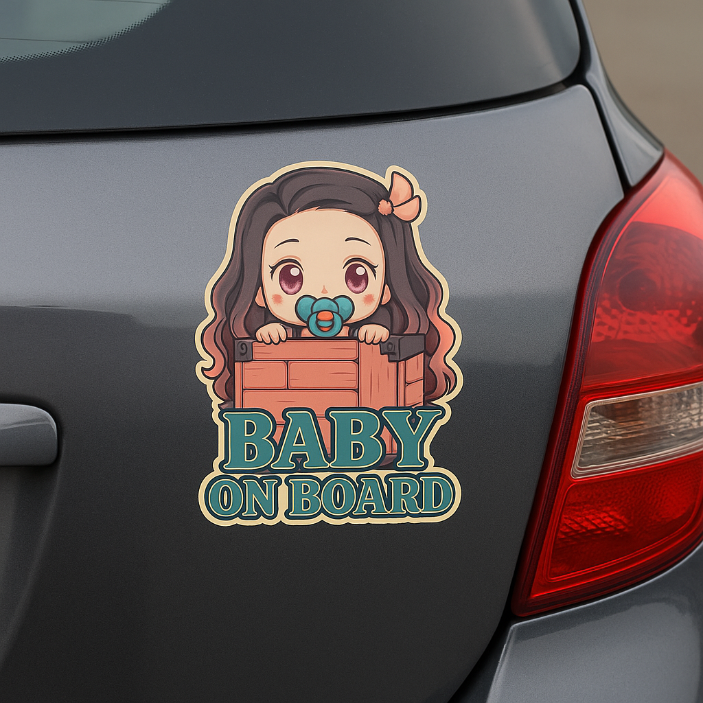 Cute Baby Nezuko "Baby On Board" Car Sticker – Demon Slayer Anime-Inspired,  High Quality Waterproof Vinyl