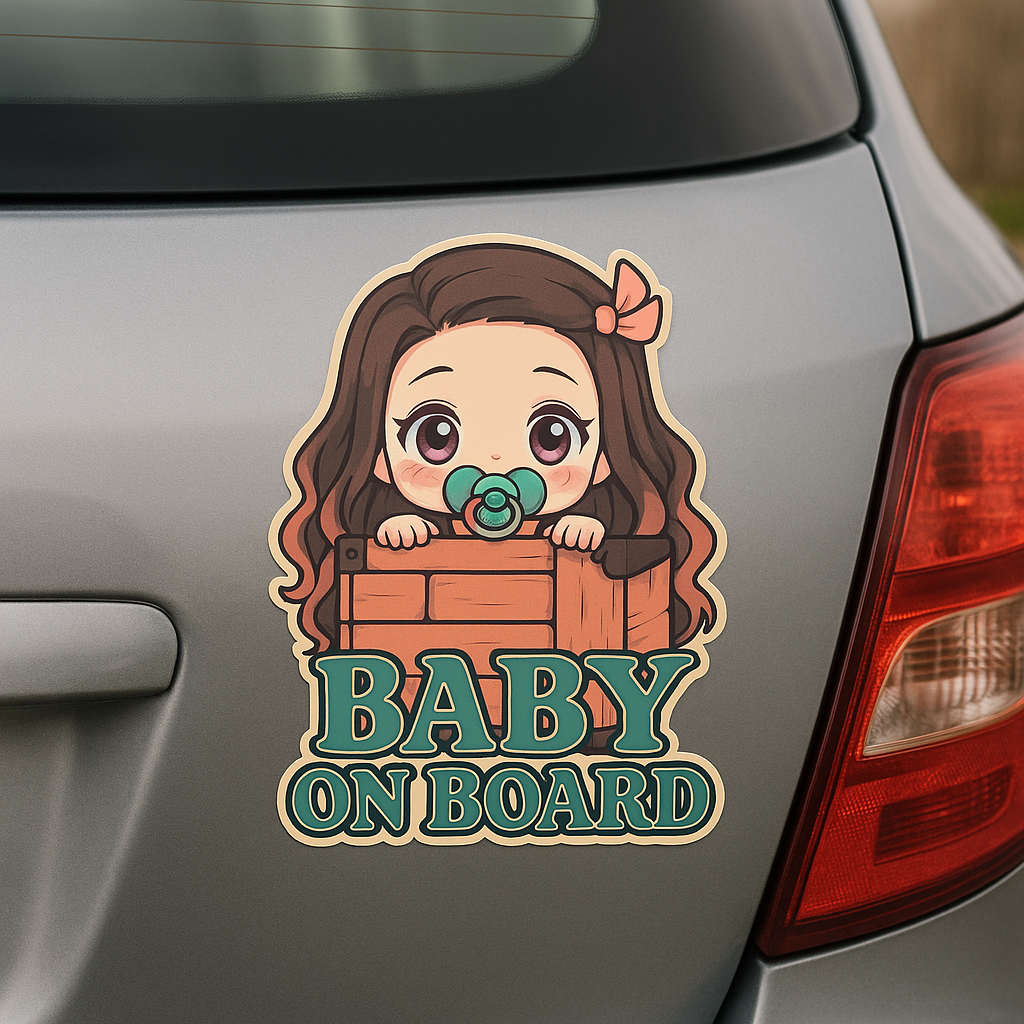 Cute Baby Nezuko "Baby On Board" Car Sticker – Demon Slayer Anime-Inspired,  High Quality Waterproof Vinyl
