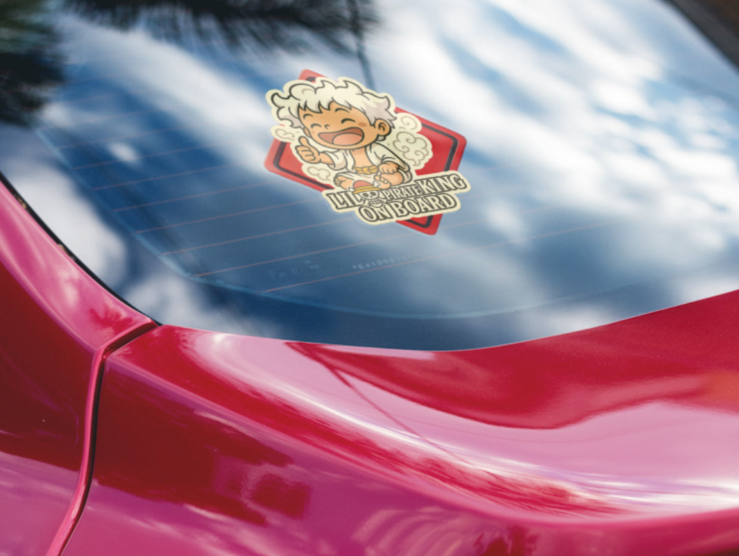 Lil Pirate King On Board – Baby Luffy Gear 5 One Piece Anime Inspired Car Sticker | High Visibility Vinyl Decal