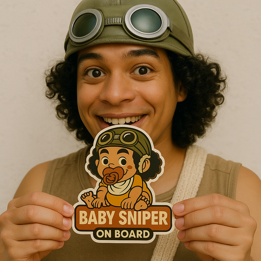 Baby Sniper On Board – Cute Usopp Baby On Board Car Sticker | One Piece Anime Inspired Vinyl Decal