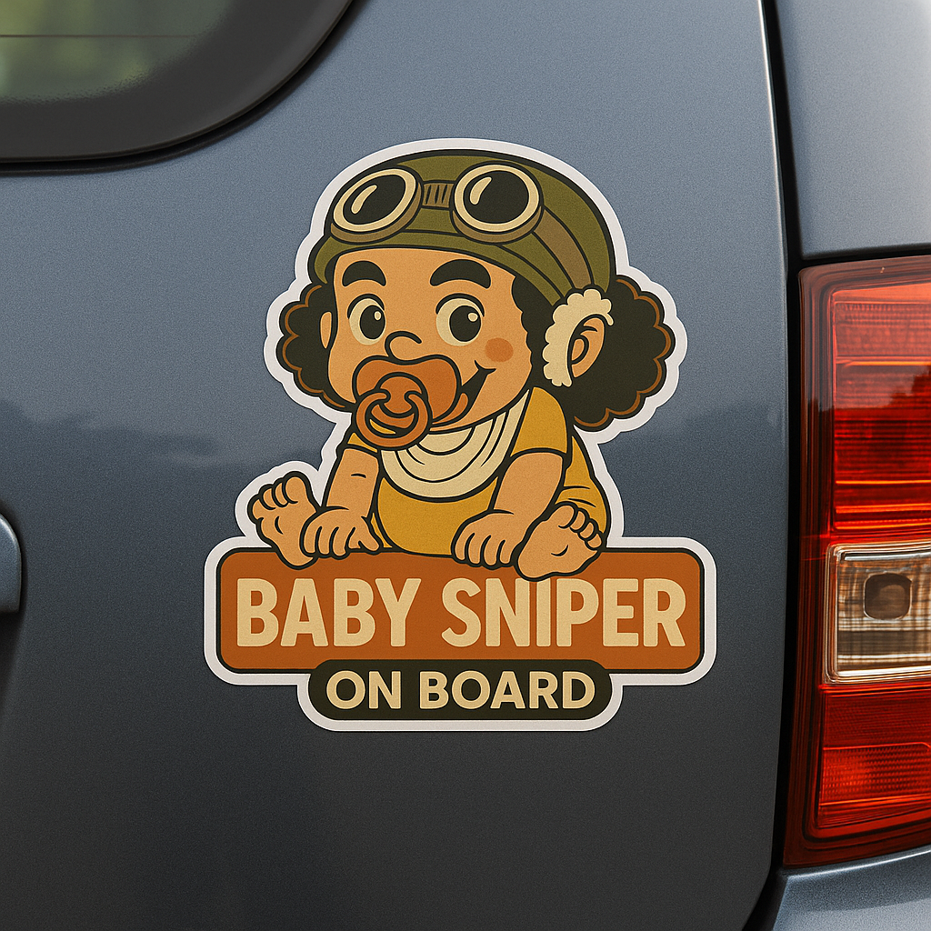 Baby Sniper On Board – Cute Usopp Baby On Board Car Sticker | One Piece Anime Inspired Vinyl Decal