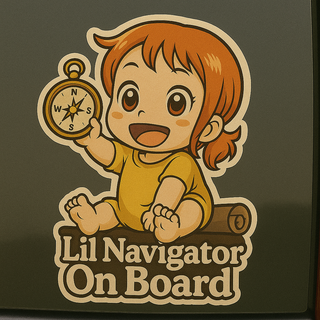 Lil Navigator On Board – Cute Nami Baby On Board Car Sticker | One Piece Anime Inspired Vinyl Decal