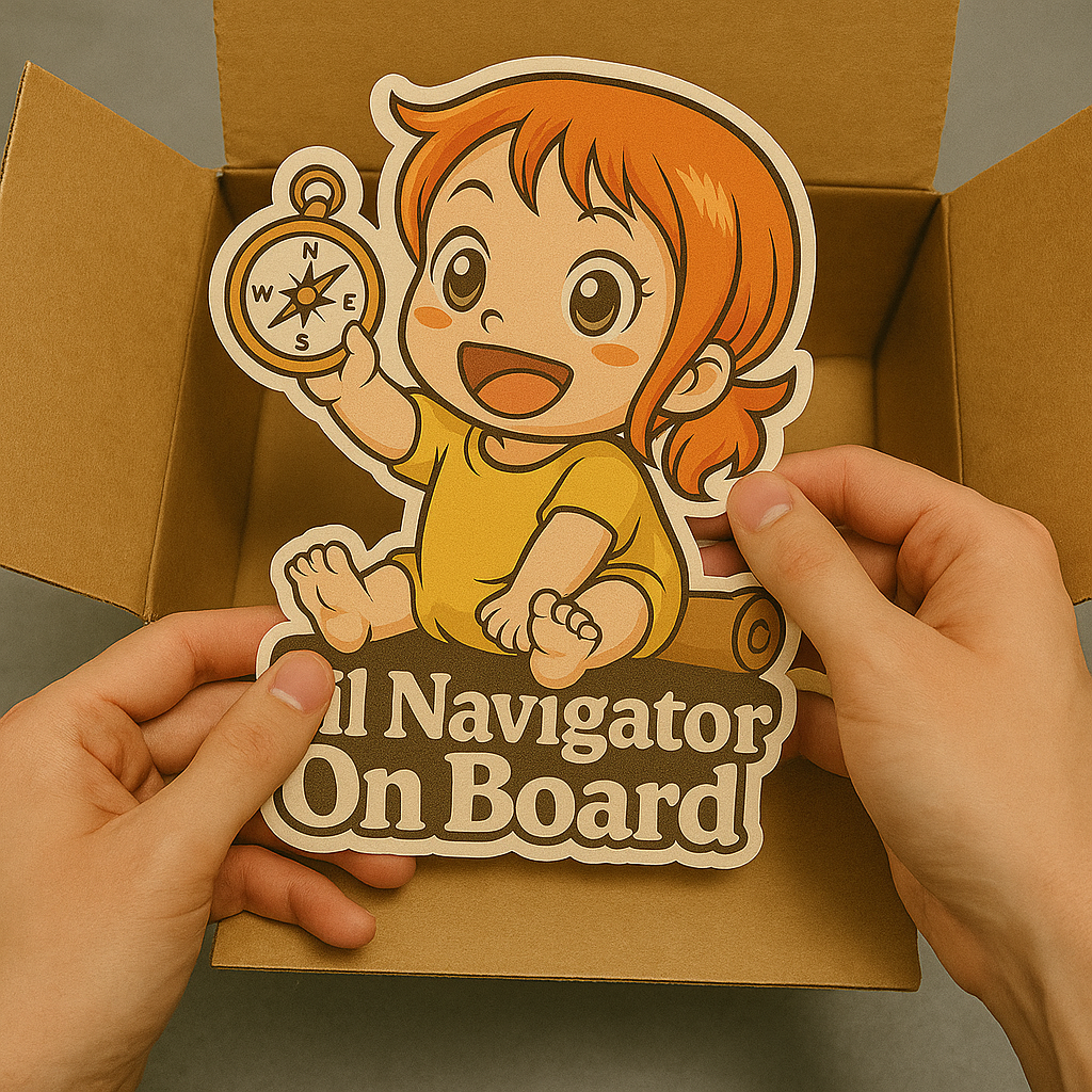 Lil Navigator On Board – Cute Nami Baby On Board Car Sticker | One Piece Anime Inspired Vinyl Decal
