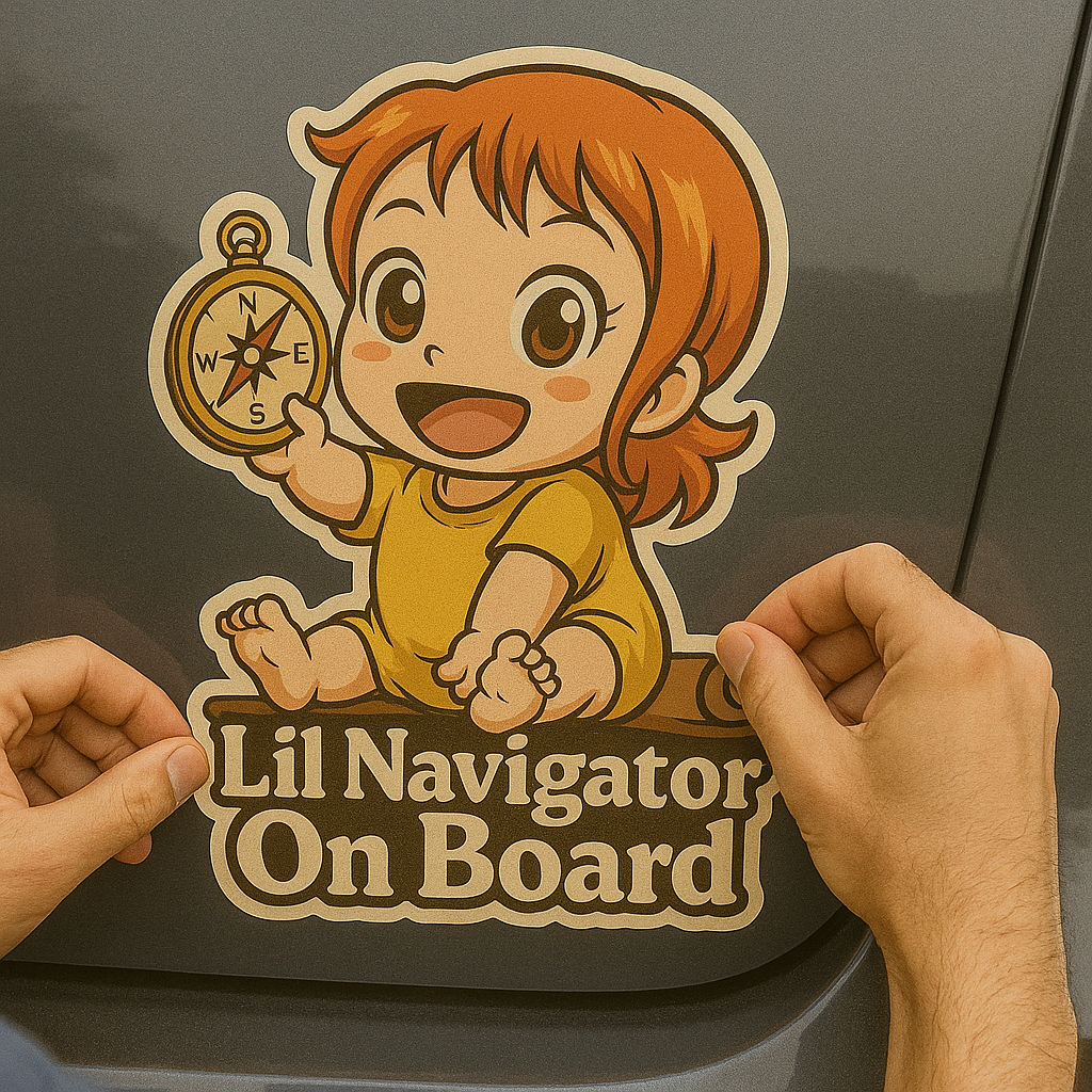 Lil Navigator On Board – Cute Nami Baby On Board Car Sticker | One Piece Anime Inspired Vinyl Decal