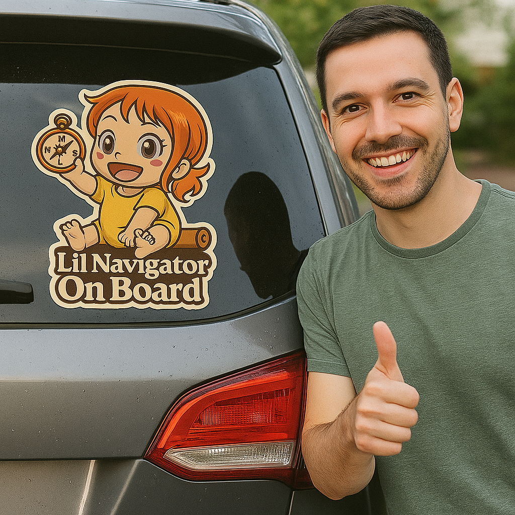 Lil Navigator On Board – Cute Nami Baby On Board Car Sticker | One Piece Anime Inspired Vinyl Decal