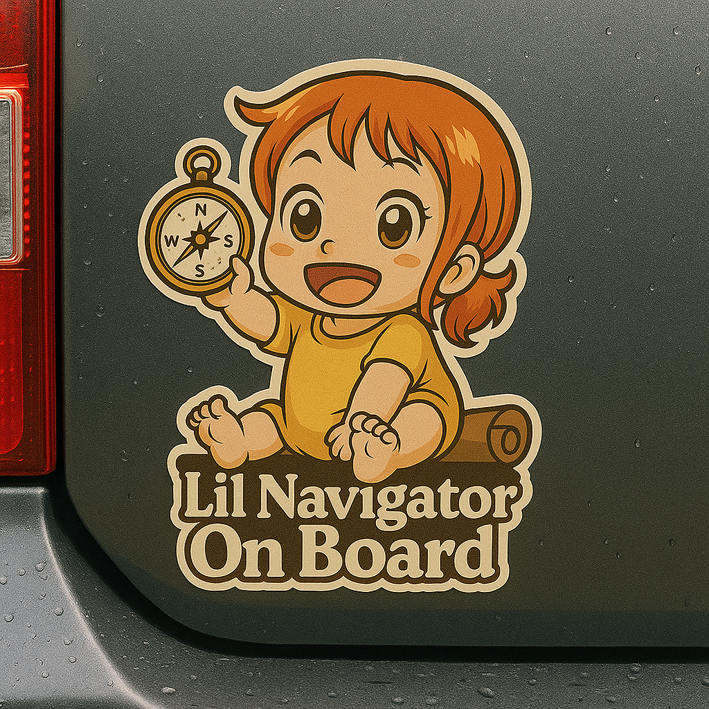 Lil Navigator On Board – Cute Nami Baby On Board Car Sticker | One Piece Anime Inspired Vinyl Decal