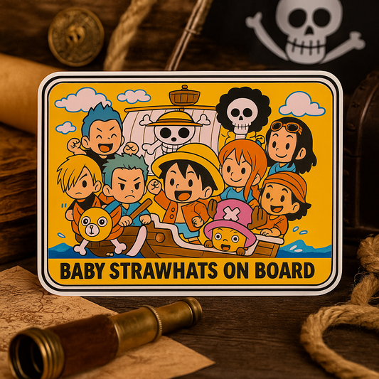 Baby On Board – Cute Strawhats Car Sticker | One Piece Anime Inspired Vinyl Decal