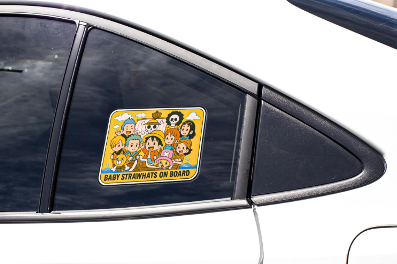 Baby On Board – Cute Strawhats Car Sticker | One Piece Anime Inspired Vinyl Decal