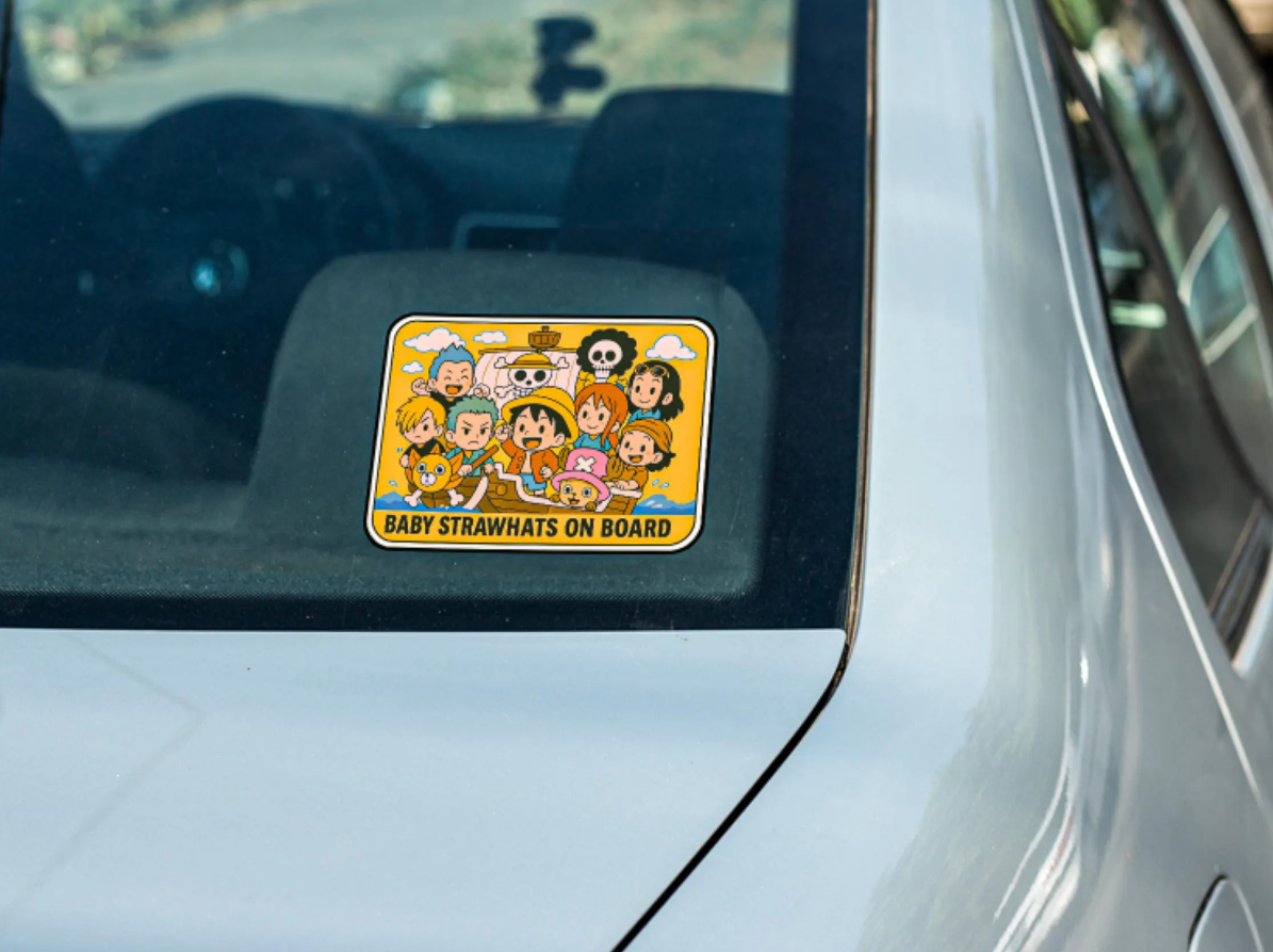 Baby On Board – Cute Strawhats Car Sticker | One Piece Anime Inspired Vinyl Decal